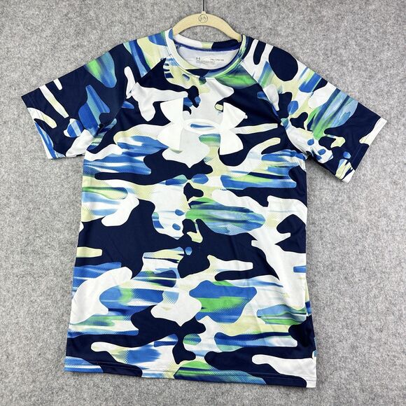 Under armour Other - Under Armour UA Tech Camo Shirt Youth XL Blue Loose Fit Performance Big Logo*
